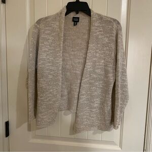 Eileen Fisher Linen/Cotton/Silk Blend Light Tan Open-Front Cardigan